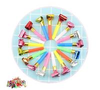 HJIAMA Sifflets pour Fêtes d'anniversaire 100 Pièces, Sac Papier Auto-Rebond Toys Party Favors Plastique Papier Blowouts, Partie Blowout Whistle Réutilisation, pour Fêtes d'anniversaire Festivals