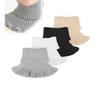 HJIAMA Stretch Cache cou 4 Pièces, Écharpe Femme, Conception de Dentelle Incurvée, Technologie de Tricotage, Faux col Écharpe, Convient pour Chaleur, Décoration des Vêtements