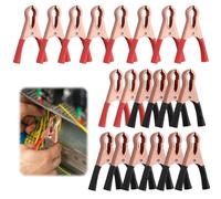 HJJMN 20Pcs Pince à Batterie en Cuivre de Voiture, 50A Pince de Batterie Isolée, Clips Crocodile de Demarrage Voiture avec Gaine Isolante pour Projets Électriques Testeur de Tension