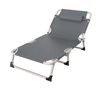 HJJP Lit de camping inclinable réglable avec matelas - Lit portable compact pliable pour dormir en plein air, randonnée - Gris