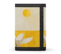 HJKBCV A White Dove Flies By Portefeuille à trois volets pour cartes de crédit Porte-monnaie portable pour sports de plein air Portefeuille de poche avec fenêtre pour carte d'identité pour homme et