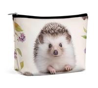 HJKBCV Adorable trousse de maquillage de voyage en cuir synthétique pour bébé hérisson, mini poche pour femme, sac à main portable, organiseur de maquillage, trousse de toilette, style, taille unique,