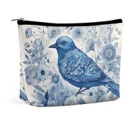 HJKBCV Bluebird and Flowers Trousse de maquillage de voyage en cuir synthétique pour femme, sac à main portable avec fermeture à glissière, trousse de toilette, style, taille unique, Style :, Taille