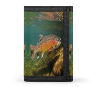 HJKBCV Brook Trout Portefeuille à trois volets pour cartes de crédit et sports de plein air avec fenêtre pour carte d'identité pour homme et femme Taille unique, Style :, Taille unique