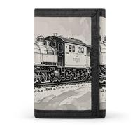 HJKBCV Country Railway Train Portefeuille à trois volets pour cartes de crédit Porte-monnaie portable pour sports de plein air Portefeuille avec fenêtre pour carte d'identité pour homme et femme,