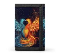 HJKBCV Fire And Water Phoenix Portefeuille à trois volets pour cartes de crédit Porte-monnaie portable pour sports de plein air Portefeuille de poche avec fenêtre pour carte d'identité pour homme et