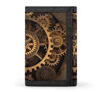HJKBCV Gears Clock Portefeuille à trois volets en bronze pour cartes de crédit et sports de plein air Portefeuille de poche avec fenêtre pour carte d'identité pour homme et femme, style, taille