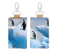 HJKBCV Housse de protection en cuir pour clés de voiture, mini pingouins sur l'iceberg, pochette antivol étanche pour clés de voiture, cartes bancaires, pièces de monnaie, style, taille unique, Style