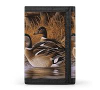 HJKBCV Mallard Ducks Portefeuille à trois volets pour cartes de crédit, portefeuille portable pour sports de plein air, portefeuille de poche avec fenêtre pour carte d'identité pour homme et femme,