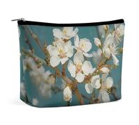 HJKBCV Mini trousse de maquillage de voyage en cuir synthétique avec fleurs blanches pâles pour femmes, sac à main portable avec fermeture à glissière, trousse de toilette, style, taille unique, Style