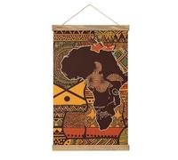 HJKBCV Peinture à suspendre en lin - Motif carte africaine - Tapisserie murale moderne - Décoration murale vintage - Pour chambre à coucher, salon