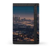 HJKBCV Portefeuille à trois volets Los Angeles Skyline pour cartes de crédit, portefeuille portable pour sports de plein air, portefeuille avec fenêtre pour carte d'identité, pour homme et femme,