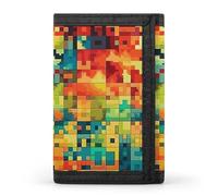 HJKBCV Portefeuille à trois volets pour cartes de crédit avec fenêtre pour carte d'identité pour homme et femme, style Pixel, taille unique, Style :, Taille unique