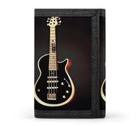 HJKBCV Portefeuille à trois volets pour cartes de crédit avec fenêtre pour carte d'identité pour homme et femme, style guitare, noir, taille unique, Style :, Taille unique