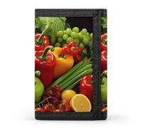 HJKBCV Portefeuille à trois volets pour cartes de crédit avec fenêtre pour carte d'identité pour homme et femme, style de légumes frais, fruits et légumes, taille unique, Style :, Taille unique