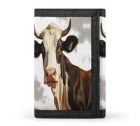 HJKBCV Portefeuille à trois volets pour cartes de crédit et sports de plein air avec fenêtre pour carte d'identité pour homme et femme, style unique, motif vache, Style :, Taille unique