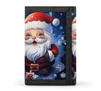 HJKBCV Portefeuille à trois volets super mignon Père Noël pour cartes de crédit, portefeuille portable pour sports de plein air, portefeuille de poche avec fenêtre pour carte d'identité, pour homme et