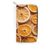 HJKBCV Portefeuille en cuir pour femme et homme, motif tranches d'orange, sac à main fin pour cartes de crédit avec fermeture éclair, imperméable, long portefeuille pour cadeau, travail, voyage, usage