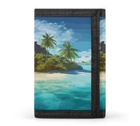 HJKBCV Tropical Island Portefeuille à trois volets pour cartes de crédit Porte-monnaie portable pour sports de plein air Portefeuille avec fenêtre pour carte d'identité pour homme et femme, style,