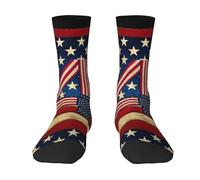 HJKdfv 4th of July Patriotic Flag Print Adult Unisex Contrasting Pairs Crew Socks Respirant Outdoor Casual Athletic Everyday Sports Socks For Men and Women, 3 noir, Taille unique
