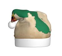 HJKdfv Chapeau de fête de Noël unisexe avec drapeau du Vanuatu mélangé avec carte imprimée, chapeau de Père Noël pour hommes et femmes, chapeau fantaisie en peluche pour vacances d'hiver