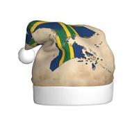 HJKdfv Chapeau de fête unisexe avec drapeau des îles Salomon avec lignes croisées imprimées, chapeau de Père Noël pour hommes et femmes, chapeau fantaisie en peluche pour les vacances d'hiver