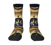 HJKdfv Law of the Compass Navigation Print Adult Unisex Contrasting Pairs Crew Socks Respirant Outdoor Casual Athletic Everyday Sports Socks For Men and Women, 3 noir, Taille unique