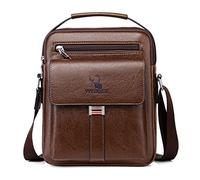 Hjkiopc Sacoche Bandoulière Cuir Sacoche Homme Sacs à Bandoulière Vintage Shoulder Bag Business Cartable Besace pour Portable pour Voyage,Randonnée et Travailler(Cuir-Brun Foncé)