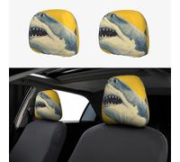 HJKJKKJ Lot de 2 housses d'appui-tête de voiture personnalisées rétro avec poster de requin pour appuie-tête de voiture, housses imperméables universelles élastiques pour la plupart des voitures