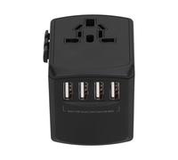 HJLIAN Adaptateur de voyage universel, convertisseur de puissance avec 4 ports USB pour Royaume-Uni, UE, Etats-Unis, Japon, Australie, Chine, 100-240 V, noir