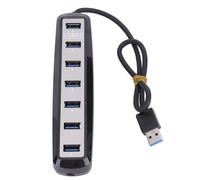 HJLIAN Adaptateur hub USB 3.0 multifonction haute vitesse, repartiteur 7 ports pour la maison et le bureau, DC 5 V, noir