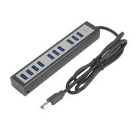 HJLIAN Hub USB 5 V CC 10 ports, adaptateur repartiteur USB 3.0, noir, pour telephone portable, appareil photo numerique