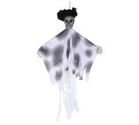 HJLIAN Jouet a suspendre anime pour Halloween, tete de mort, decoration de fete, accessoires, robe blanche aux cheveux sauvages