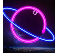 HJLIAN Lampe neon LED Planet 5 V, luminaire decoratif pour bureau, chambre a coucher, salon