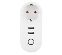 HJLIAN Prise intelligente Wi-Fi avec interrupteur et telecommande par application, avec port USB, prise UE 100-240 V