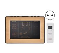 HJLIAN Station meteo LCD avec fonction de reception RCC, thermometre et hygrometre sans fil, prise UE 100-240 V