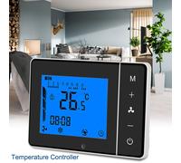 HJLIAN Thermostat de chauffage et de refroidissement a ecran LCD pour climatiseur central, noir