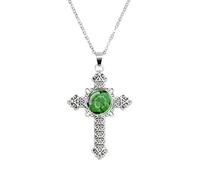HJLJKG 925 Sterling Silver Patricks Day Necklaces For Women And Men, Four-leaf Glass Dôme Necklace Patrick Green Necklace, perles en vrac, perle, A, A