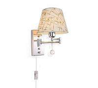 HJLJKG Applique murale Bras oscillant Applique murale avec abat-jour en tissu avec interrupteur marche/arrêt, applique murale finition chromée polie appliques murales pour chambre à coucher