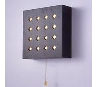 HJLJKG Applique Murale carrée Moderne pour Couloir, créativité Nordique, Chambre à Coucher en Bois avec Interrupteur à Tirette, Lampe de Chevet Minimaliste de Style Japonais pour Salon, Cage