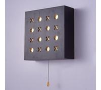 HJLJKG Applique Murale carrée Moderne pour Couloir, créativité Nordique, Chambre à Coucher en Bois avec Interrupteur à Tirette, Lampe de Chevet Minimaliste de Style Japonais pour Salon, Cage