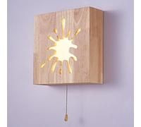 HJLJKG Applique Murale de Couloir carrée Moderne créativité Nordique Applique Murale de Chambre à Coucher en Bois avec Interrupteur à Tirette Lampe de Chevet Minimaliste de Style Japonais pour Salon