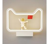 HJLJKG Applique Murale LED en Forme Lune intérieur avec décoration d'astronaute, Lampe de Chevet d'enfant, Mode 3 Couleurs, luminaires muraux créatifs pour Chambre à Coucher, Salon, Couloir