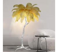 HJLJKG Floor Lamps for Living Room, Romantic Princess Bedroom Silver Floor Feather Lamp Luxury Real Resin Ostrich Feather Floor Lamp, 3 Couleurs Dimmable