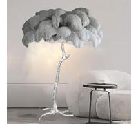 HJLJKG Floor Lamps for Living Room, Romantic Princess Bedroom Silver Floor Feather Lamp Luxury Real Resin Ostrich Feather Floor Lamp, 3 Couleurs Dimmable