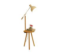 HJLJKG Lampadaire avec table Lampadaire industriel avec étagères Lampe de sol rustique avec abat-jour en fer et base en bois pour salon, chambre à coucher, bureau, lampadaires pour salon