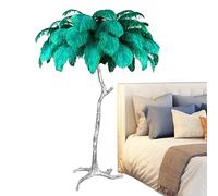 HJLJKG Lampadaire de luxe avec abat-jour en plumes d'autruche 3 couleurs à intensité variable Romantique Grand coin décoratif