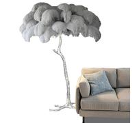 HJLJKG Lampadaire de luxe, véritable plume d'autruche lampadaire en résine argentée, lampes sur pied décoratives pour salon, maison, bureau