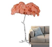 HJLJKG Lampadaire de luxe, véritable plume d'autruche lampadaire en résine argentée, lampes sur pied décoratives pour salon, maison, bureau