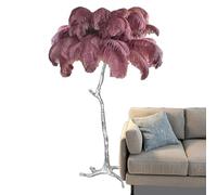 HJLJKG Lampadaire de luxe, véritable plume d'autruche lampadaire en résine argentée, lampes sur pied décoratives pour salon, maison, bureau